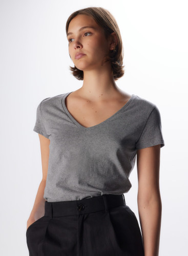 Cotton Organic V-neck Short Sleeve T-Shirt