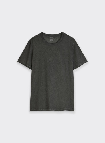 T-Shirt mit Rundhalsausschnitt und kurzen Ärmeln aus Baumwolle / Kaschmir