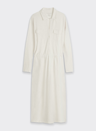 Viskose / Elasthan Fleece-Kleid mit Hemdkragen