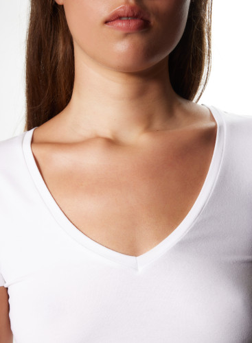 Viscose / Elastane Short-sleeved V-neck T-shirt