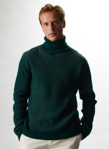 Wool / Cashmere Ribbed Turtleneck Pull