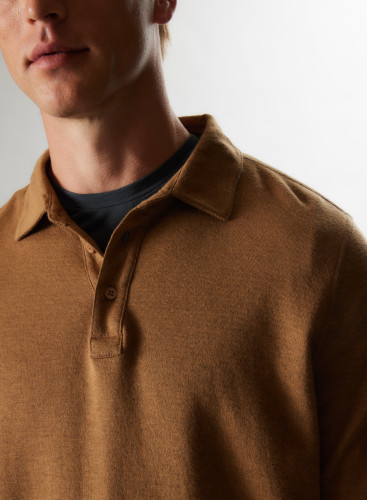 Cotton / Cashmere Double sided Long Sleeve Polo
