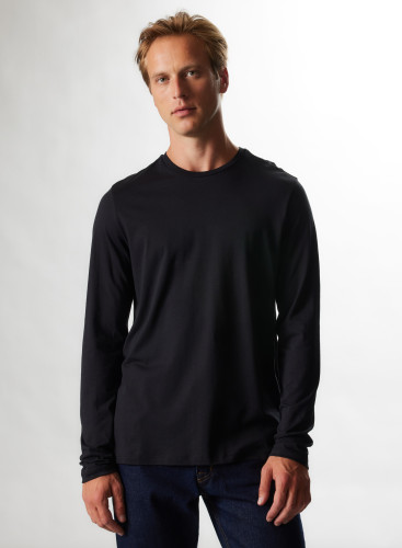 Lyocell / Organic Cotton Long Sleeve Round Neck T-Shirt