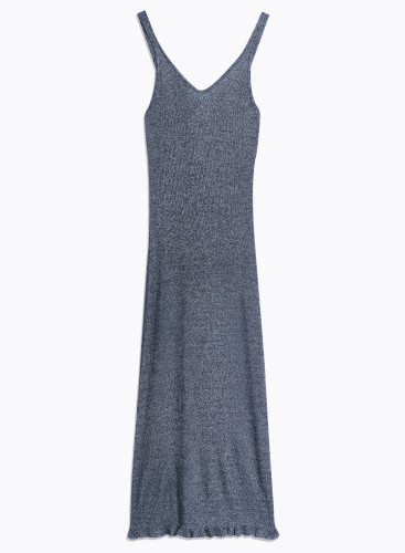 V-neck straight cut dress in Viscose / Iridescent fiber