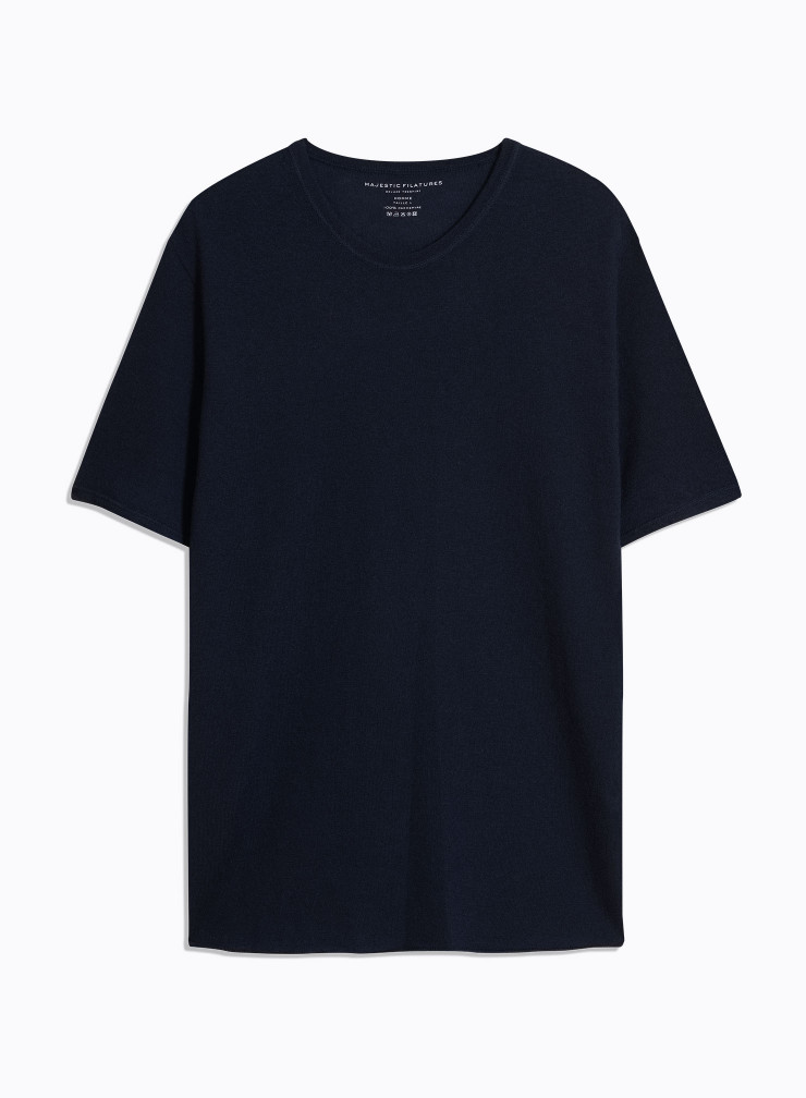 Round Neck Short Sleeve T-shirt in Cashmere