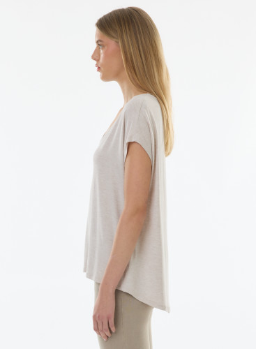 V-Ausschnitt Oversize-T-Shirt aus Viskose / Elastan