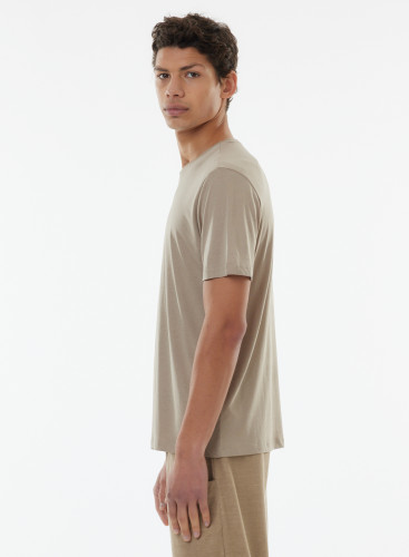 T-Shirt mit Rundhalsausschnitt und kurzen Ärmeln aus Lyocell / Bio-Baumwolle