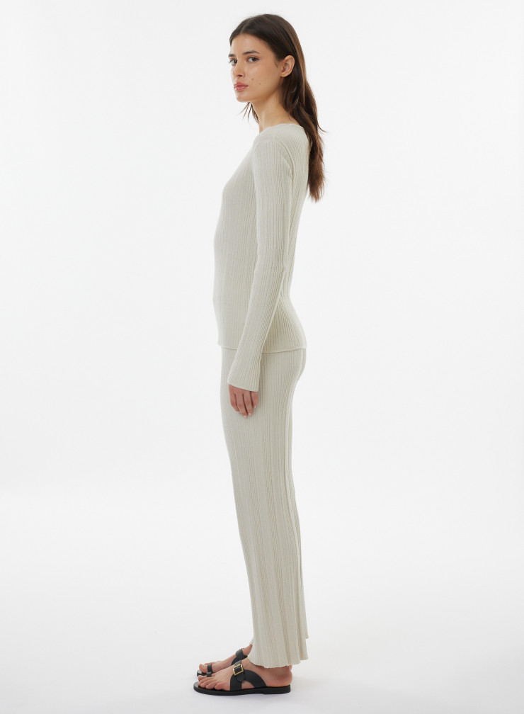 V-neck long sleeves sweater in Organic Cotton / Viscose