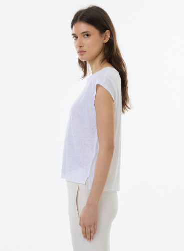 Sleeveless  t-shirt in Linen / Elastane