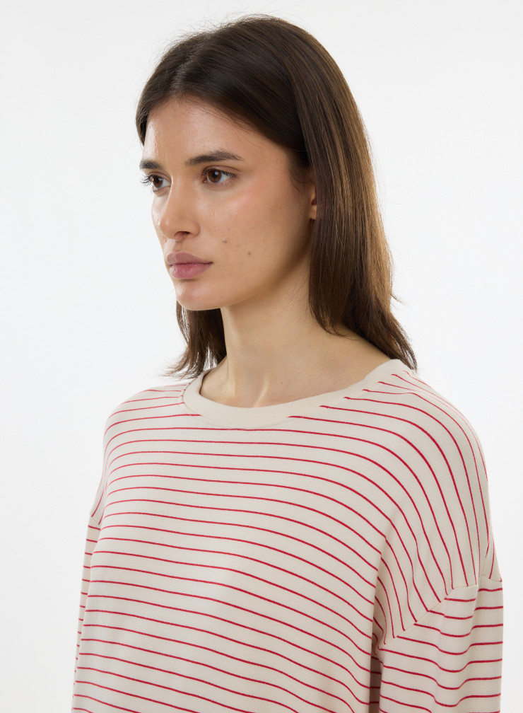 T-shirt Col Rond Manches 3/4 en Viscose / Elasthanne