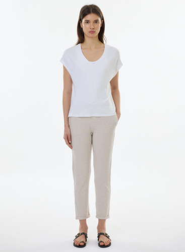 V-neck short sleeves t-shirt in Linen / Organic Cotton