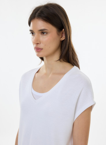 V-neck short sleeves t-shirt in Linen / Organic Cotton