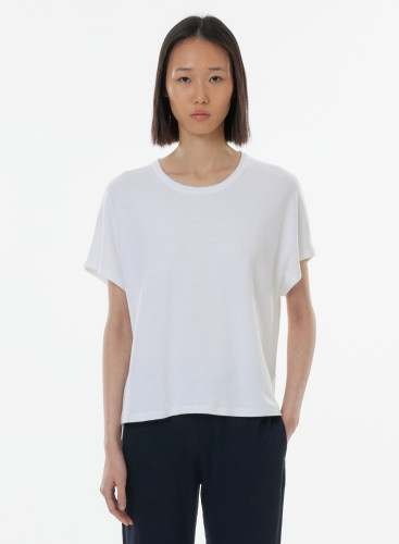 T-Shirt mit Rundhalsausschnitt und kurzen Ärmeln aus Leinen / Bio-Baumwolle
