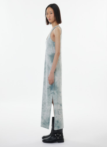 Langes Kleid aus Bio-Baumwolle / Elasthan