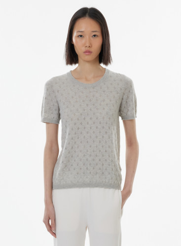 Round neck short sleeves sweater in Cashmere