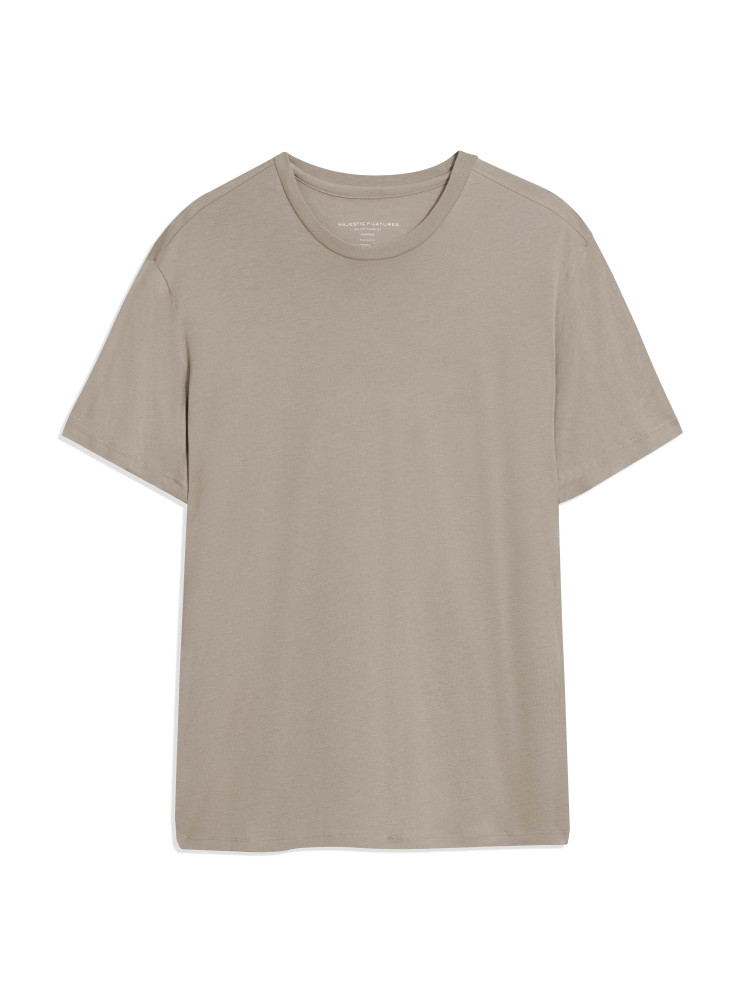 T-Shirt mit Rundhalsausschnitt und kurzen Ärmeln aus Lyocell / Bio-Baumwolle