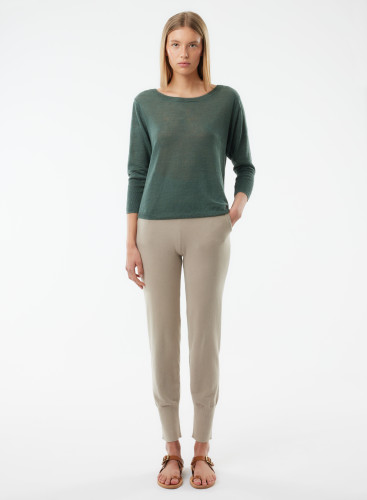 Boat neck 3/4 sleeves sweater in Linen