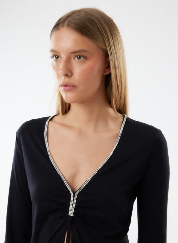 V-neck 3/4 sleeves t-shirt in Lyocell / Organic Cotton