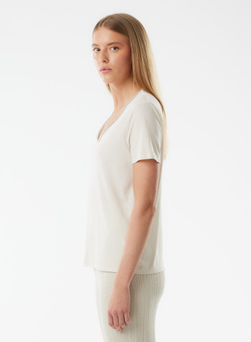 V-neck short sleeves t-shirt in Lyocell/ Organic Cotton