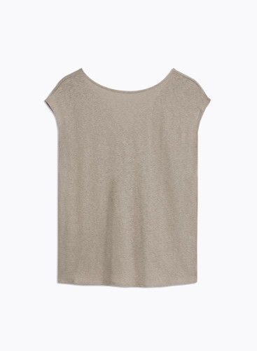 V-Rücken-Ausschnitt T-Shirt aus Leinen / Elastan