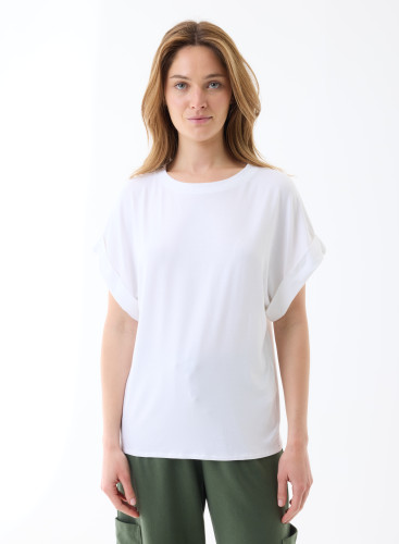 Kurzarm-T-Shirt mit Rundhalsausschnitt aus Viskose / Elastan