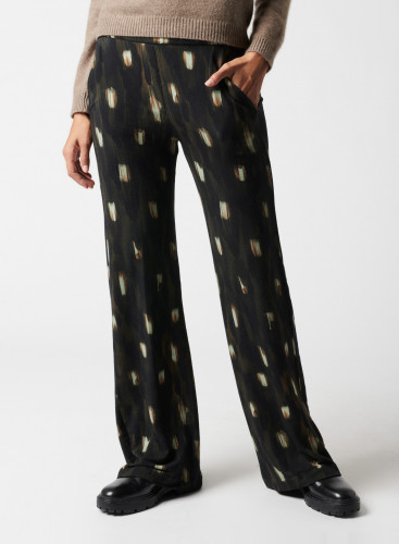 Peacock feather printed pants