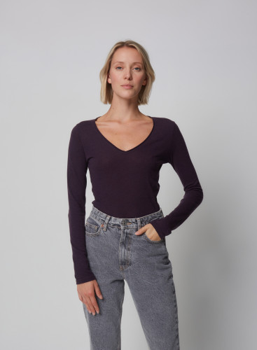 Cotton / Cashmere long sleeve V-Neck T-Shirt