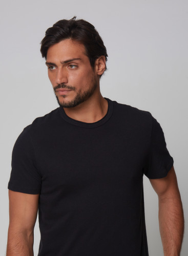 Cotton / Cashmere short sleeve round neck t-shirt