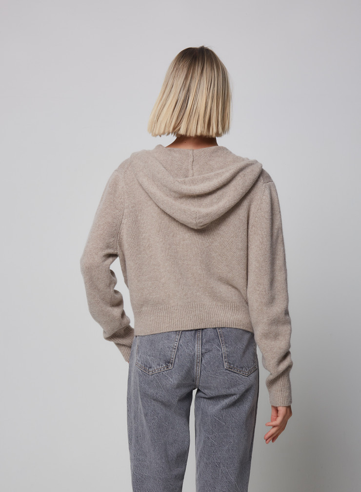 Wool / Cashmere hooded zip sweater