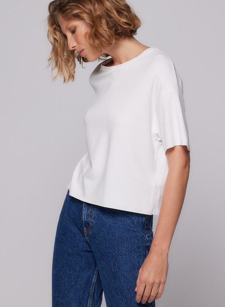 Round Neck Short Sleeve T-shirt in Viscose / Elastane