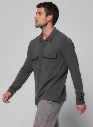 Long Sleeve Polo Collar Vest in Organic cotton / Elastane