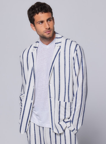 Long Sleeve Jacket in Linen / Elastane