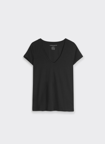 Viscose / Elastane Short-sleeved V-neck T-shirt