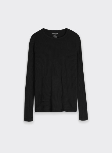 Cotton / Modal / Cashmere Long Sleeve Round Neck T-Shirt