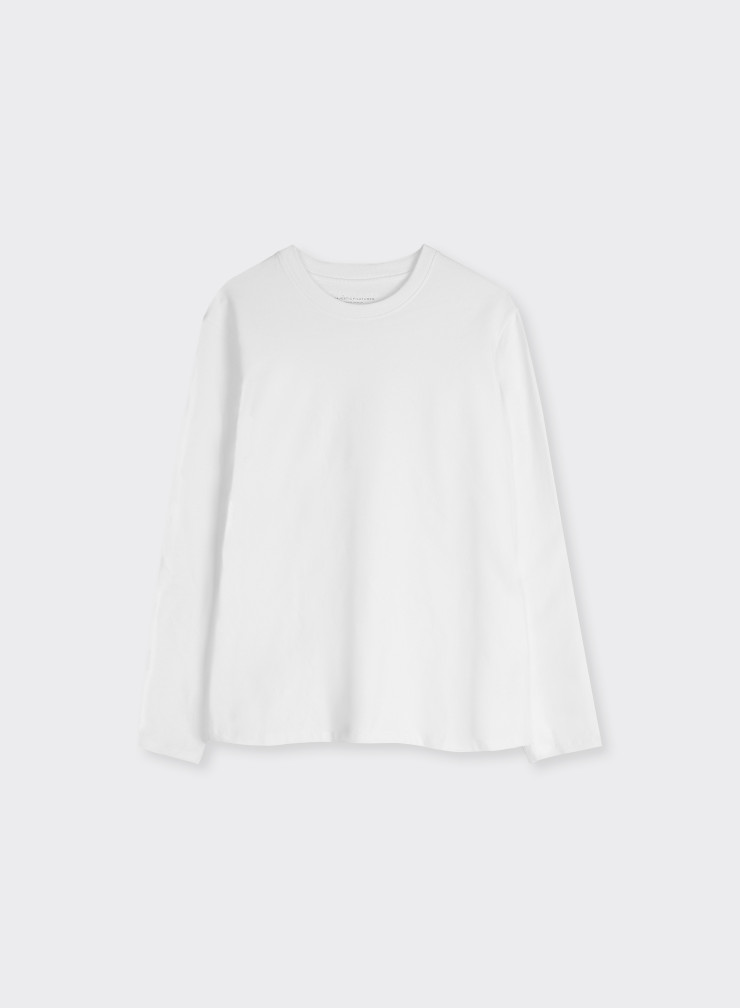 T-shirt large Coton Organique Blanc Col Rond FEMME