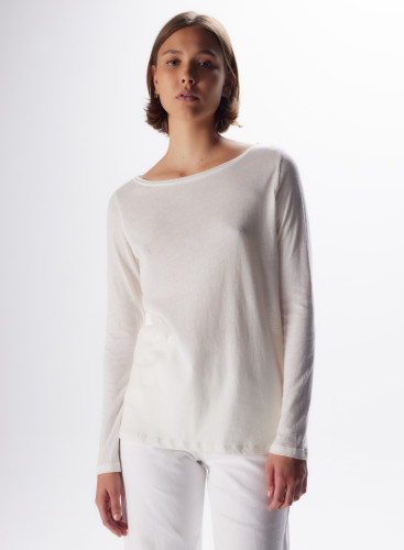 Long Sleeve Cotton / Cashmere Boatneck T-Shirt